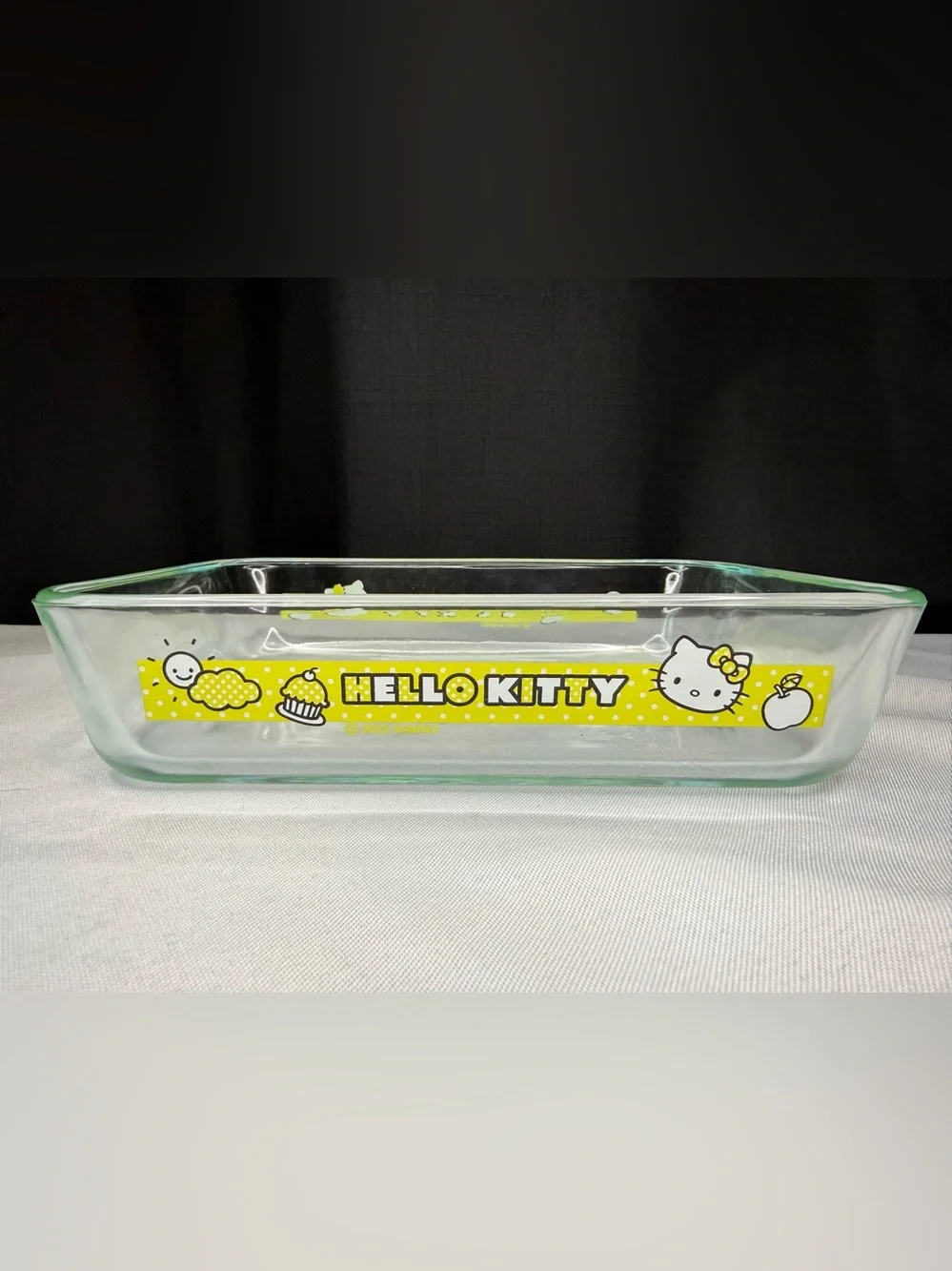 Hello Kitty Yellow and White Glass Pyrex Serving Dish